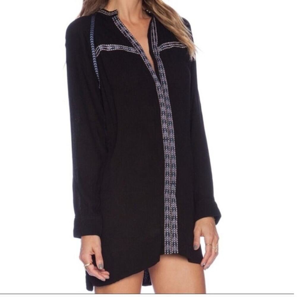 Tularosa black embroidered gauze tunic dress size xs